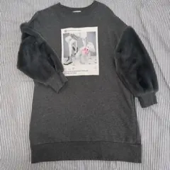 メゾピアノジュニア　S 140 袖ボアトレーナー　ワンピース