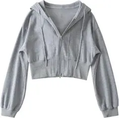 グレー クロップドパーカー Mサイズ