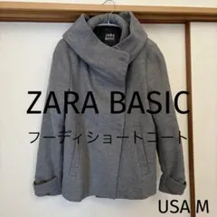 ZARA BASIC ショート丈コートフーデイ　グレー　USA Mサイズ