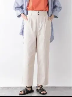 GLOBAL WORK デニムタックワイドパンツ ホワイト Sサイズのサムネイル