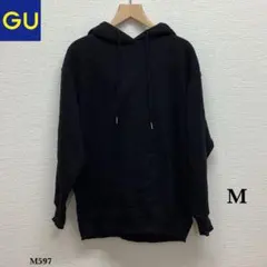 美品❗️GU『ジーユー』オーバーサイズ スウェットプルパーカー【M】ブラック 黒