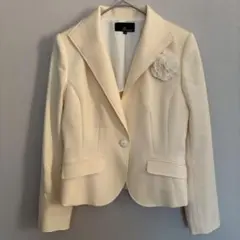 レディース　テーラードジャケット　S セレモニー　ウール　ブローチ付き