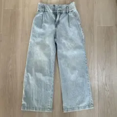 G U デニムハイウエストタックワイドパンツ 140cm Sサイズ