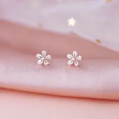 No102 ピンクフラワーピアス［ピンクゴールド］SV925 金属レルギー対応