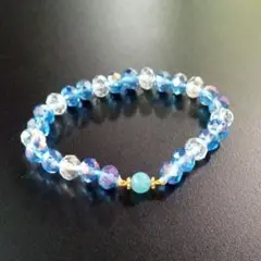 ☆アクアマリンとガラスビーズ ブレスレット