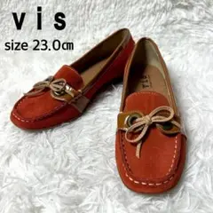 【未使用品】VIS モカシンカジュアルシューズ オレンジ スエード 23cm