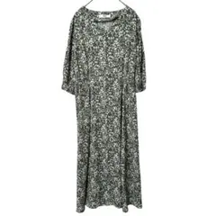 OZOC オゾック 花柄 シャツ ロングワンピース グリーン系　総柄　38
