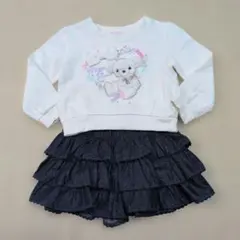メゾピアノ トレーナー＆キュロットスカート 100cm 110cm 2点セットのサムネイル