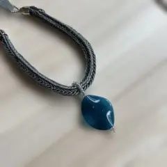 青色のネックレス　ハンドメイド