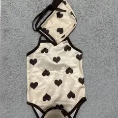 ベビー水着 ハート柄 帽子付き