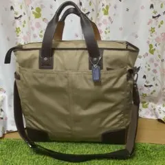 COACH トートバッグ ナイロン レザー ベージュ