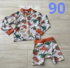 恐竜柄 水着・ラッシュガードセット 90cm