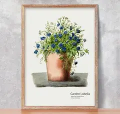 アート　ポスター　ボタニカル　青い花　アンティーク　シンプル　インテリア