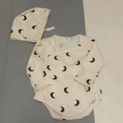 ululu ロンパース 月模様 ボンネット付き　80サイズ