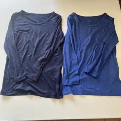 HEATTECH 長袖Tシャツ 130 ネイビー、ブルー