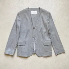 美品 ボールジィ Ｖネック ジャケット リネンレーヨン グレー