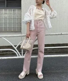 Chico バックレースアップデニムパンツ ピンク 新品未使用