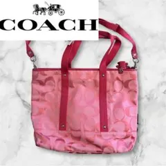COACHシグネチャー マザーバッグ ホワイト✕ピンク - メルカリ