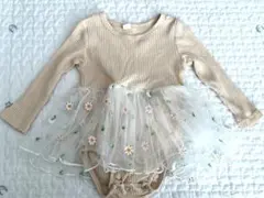 ベビー服　花柄チュールロンパース 80サイズ