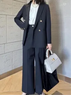 グリーンレーベル　ダブルブレザー　ワイドパンツ　セットアップ（ブラウス付属）