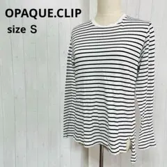 オペークドットクリップ ボーダー カットソー 長袖 S ホワイト 黒 a567