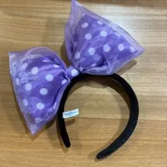 東京ディズニーリゾート 紫色の水玉リボンカチューシャ