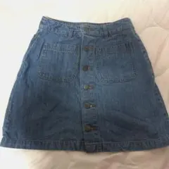 デニムボタンフロントミニスカート