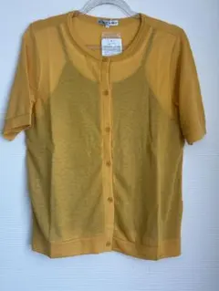 Hearty Basket マスタード カーディガン 半袖 インナー付き