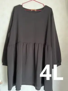 大きいサイズ 4L カットソーチュニック(チャコールグレー)