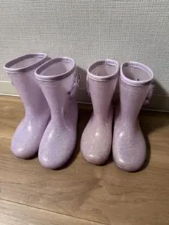 二足セット　キッズ長靴　アリサナ　パープル　18cm.20cm