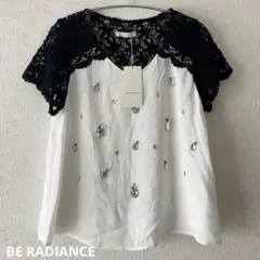 【美品・タグ付き】ブラウス　シャツ　チュニック　レース　刺繍　半袖　F