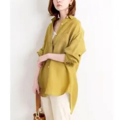 IENA リネン/リヨセルオーバーシャツ　カーキ　サイズ36のサムネイル