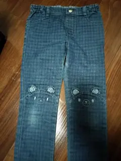 mezzo piano くま刺繍 デニムパンツ 130cm