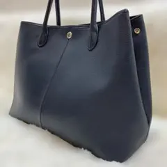 極美品 ユナイテッドアローズトートバッグA4可 肩掛け自立可 紺 本革レザー