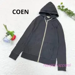 COEN ジップアップ　パーカー　コットン100% M ブラック　古着のサムネイル