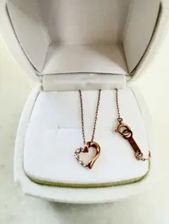 4℃ ピンクゴールド オープンハート ネックレス