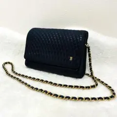 BALLY バリー キルティング ショルダーバッグ ブラック レザー ゴールド