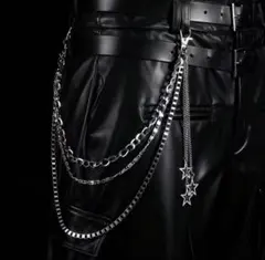 【ウエスト チェーン】マルチレイヤーチェーンウォレット 3連 星型チャーム