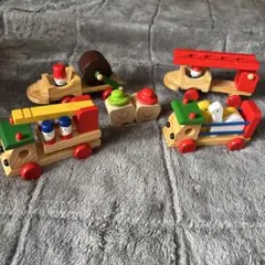 木製カラフルトラックセット　玩具