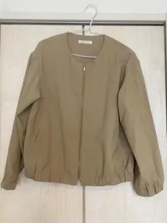 THE SHOP TK ノーカラージャケット ベージュ Lサイズ