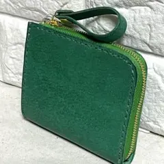 【訳あり】イタリアンレザー　ブッテーロ床革 Ｌ字ファスナーウォレットハンドメイド