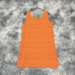 【パーソンズ】ニットベスト オレンジ M レイヤード 重ね着 伸縮 派手【美品】のサムネイル