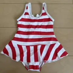 赤と白ボーダー ワンピース水着 80cm