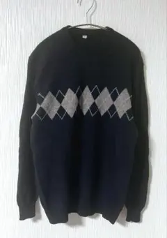 00s OLD UNIQLO アーガイル ニット セーター ウール100% M