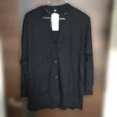 UNIQLO UVカットVネックロングカーディガン 長袖 ブラック L