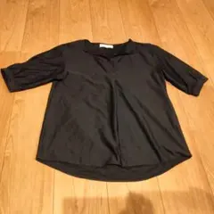 組曲 KUMIKYOKU 細ストライプ Ｖ風 半袖 ブラウス カットソー S2