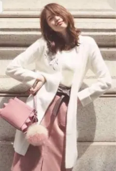 Apuweiser-riche 刺繍カーディガン　白　アンゴラ使用