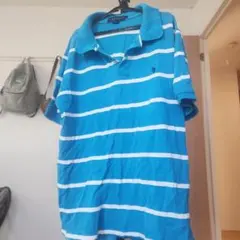 U.S. POLO ASSN. 青白ストライプ ポロシャツ L最終値下げ