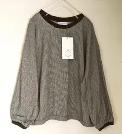 新品大きいサイズSEASON REASONベージュ千鳥チェック柄プルオーバーLL