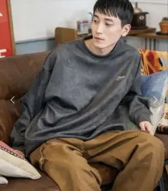 新品　ニコアンド　フェイクスウェードロゴプルオーバー 【UNISEX 】